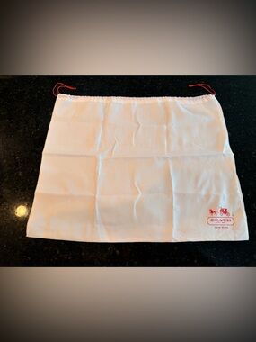 Coach White Large Dust Bag with Red Logo and Drawstrings 23x19"